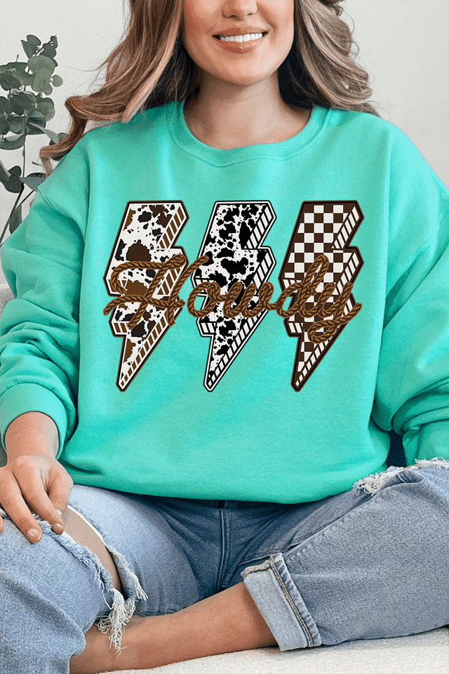 Roping Howdy Lightning Bolt Unisex NuBlend Crew Sweatshirt - Wholesale Accessory Market