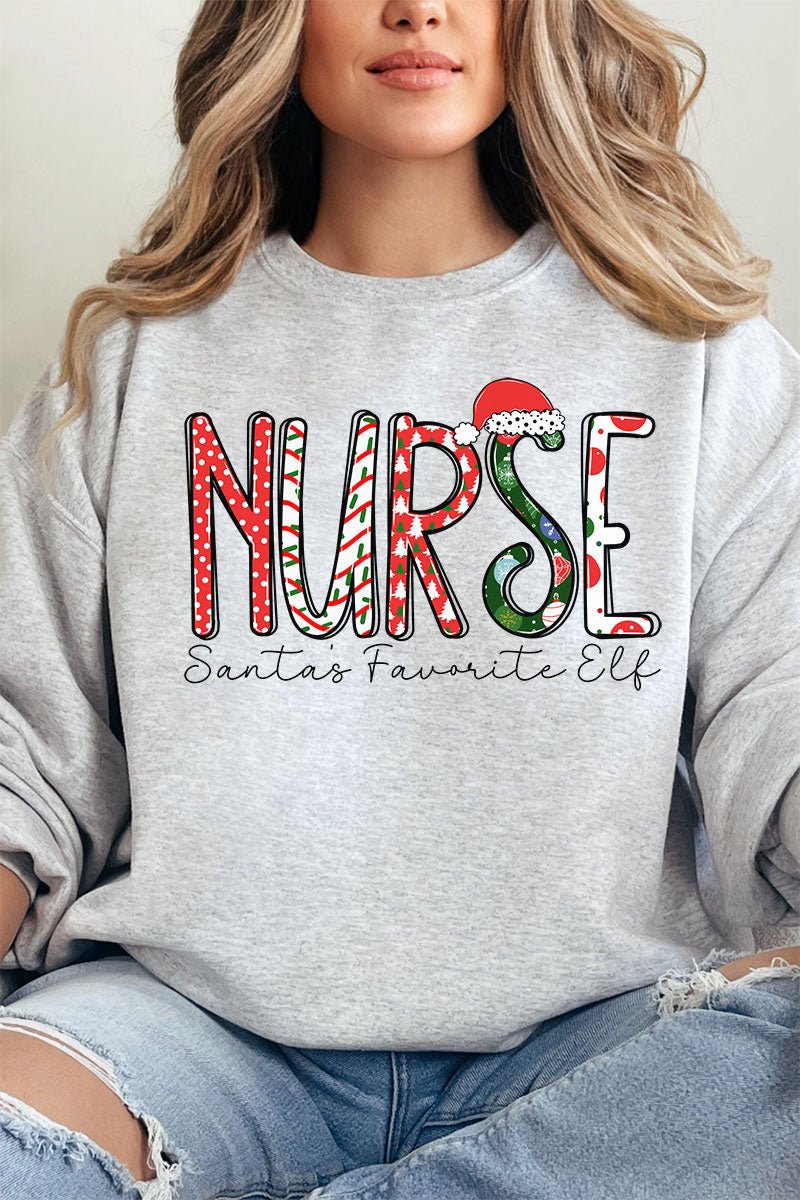 Santa's Favorite Elf Nurse Unisex NuBlend Crew Sweatshirt - Wholesale Accessory Market