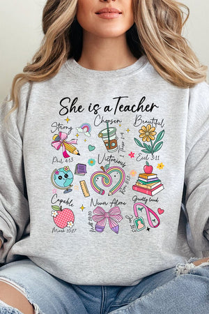 She Is A Teacher Unisex NuBlend Crew Sweatshirt - Wholesale Accessory Market
