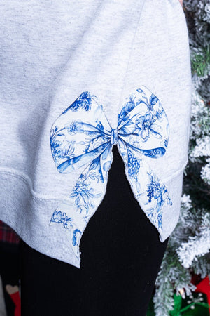 Side Bows Chinoiserie Blue Merry Christmas Unisex NuBlend Crew Sweatshirt - Wholesale Accessory Market