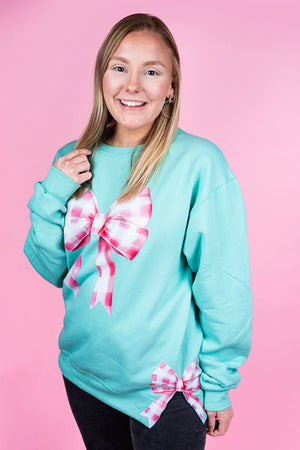 Side Bows Pink Gingham Unisex NuBlend Crew Sweatshirt - Wholesale Accessory Market