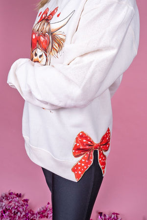 Side Bows Sucker For Love Highland Cow Unisex NuBlend Crew Sweatshirt - Wholesale Accessory Market