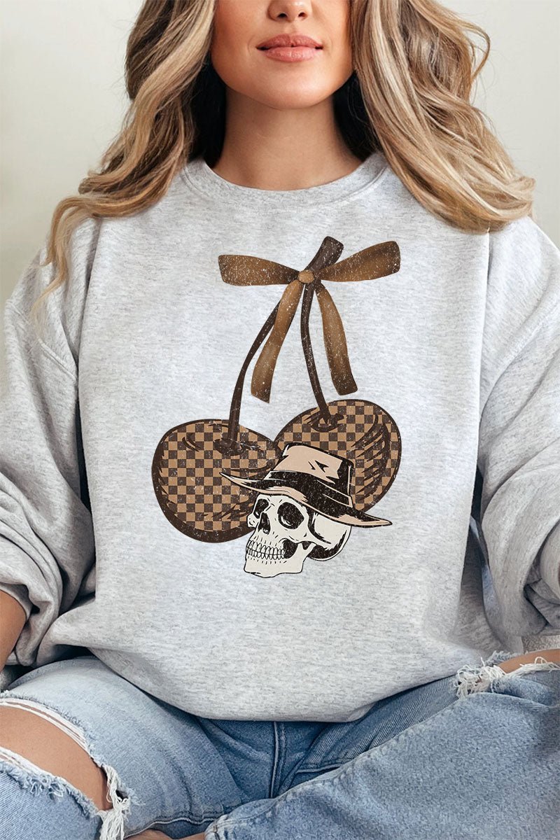 Skull Checkered Cherries Unisex NuBlend Crew Sweatshirt - Wholesale Accessory Market