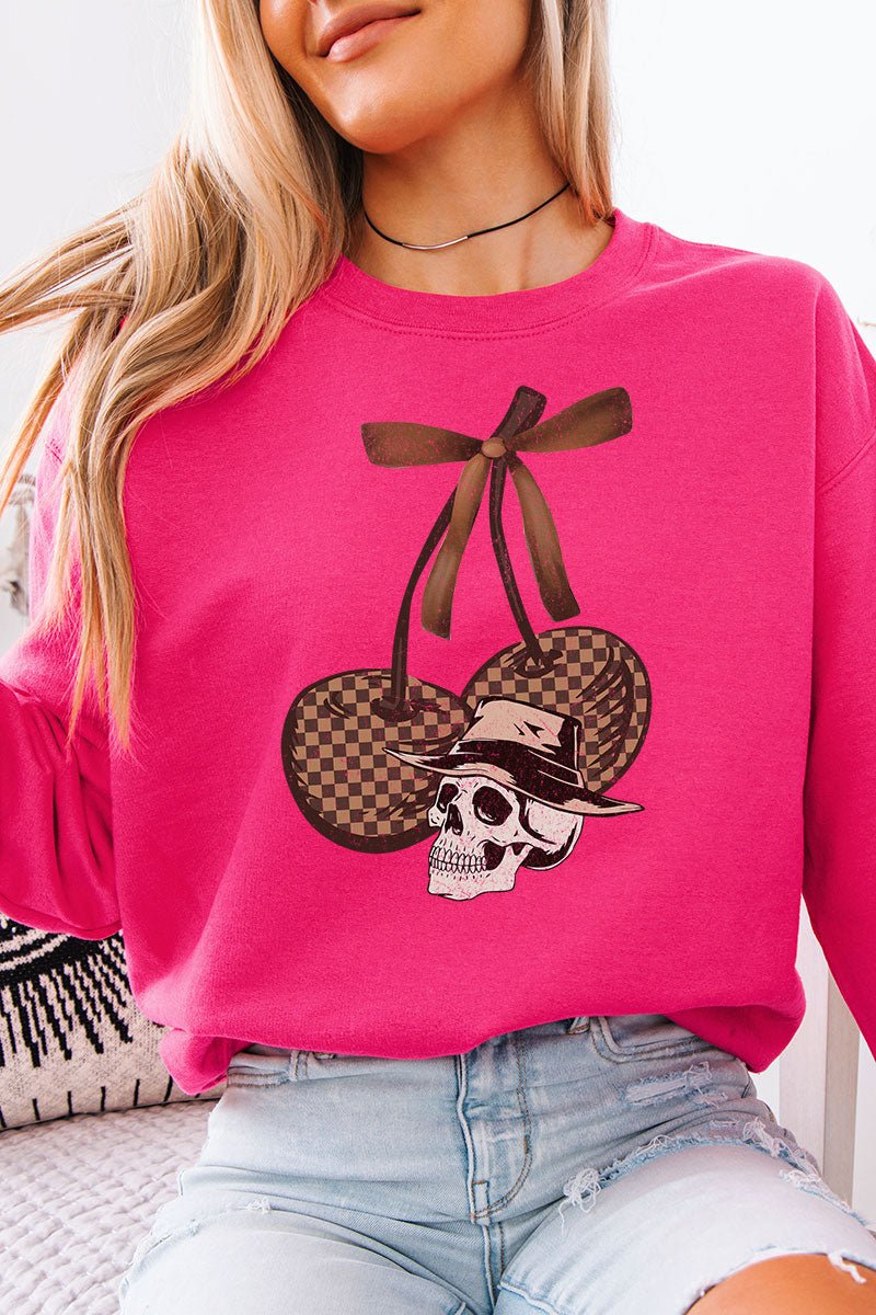 Skull Checkered Cherries Unisex NuBlend Crew Sweatshirt - Wholesale Accessory Market