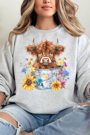 Springtime Highland Cow Unisex NuBlend Crew Sweatshirt - Wholesale Accessory Market