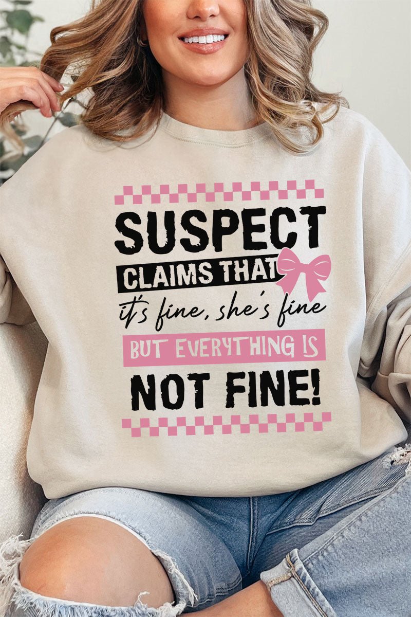 Suspect Claims Everything Is Fine Unisex NuBlend Crew Sweatshirt - Wholesale Accessory Market