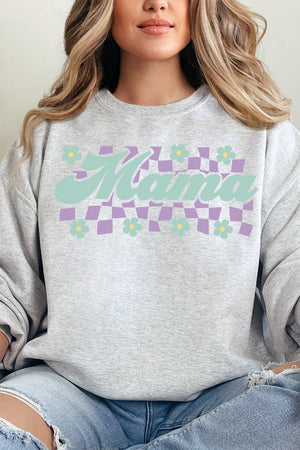 Teal Checkered Daisy Mama Unisex NuBlend Crew Sweatshirt - Wholesale Accessory Market