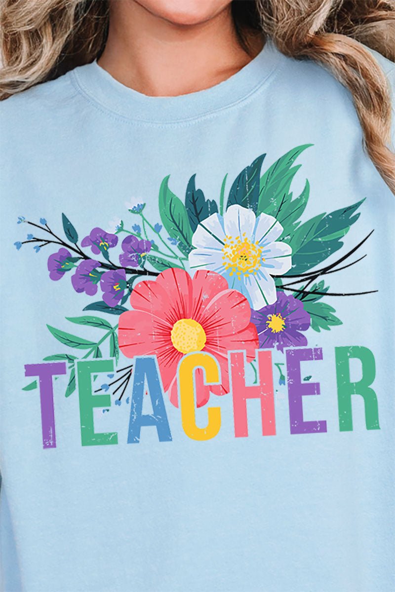 Vibrant Floral Teacher Unisex NuBlend Crew Sweatshirt - Wholesale Accessory Market