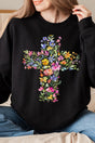 Watercolor Floral Cross Unisex NuBlend Crew Sweatshirt - Wholesale Accessory Market