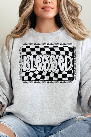 Wavy Checkered Blessed Unisex NuBlend Crew Sweatshirt - Wholesale Accessory Market
