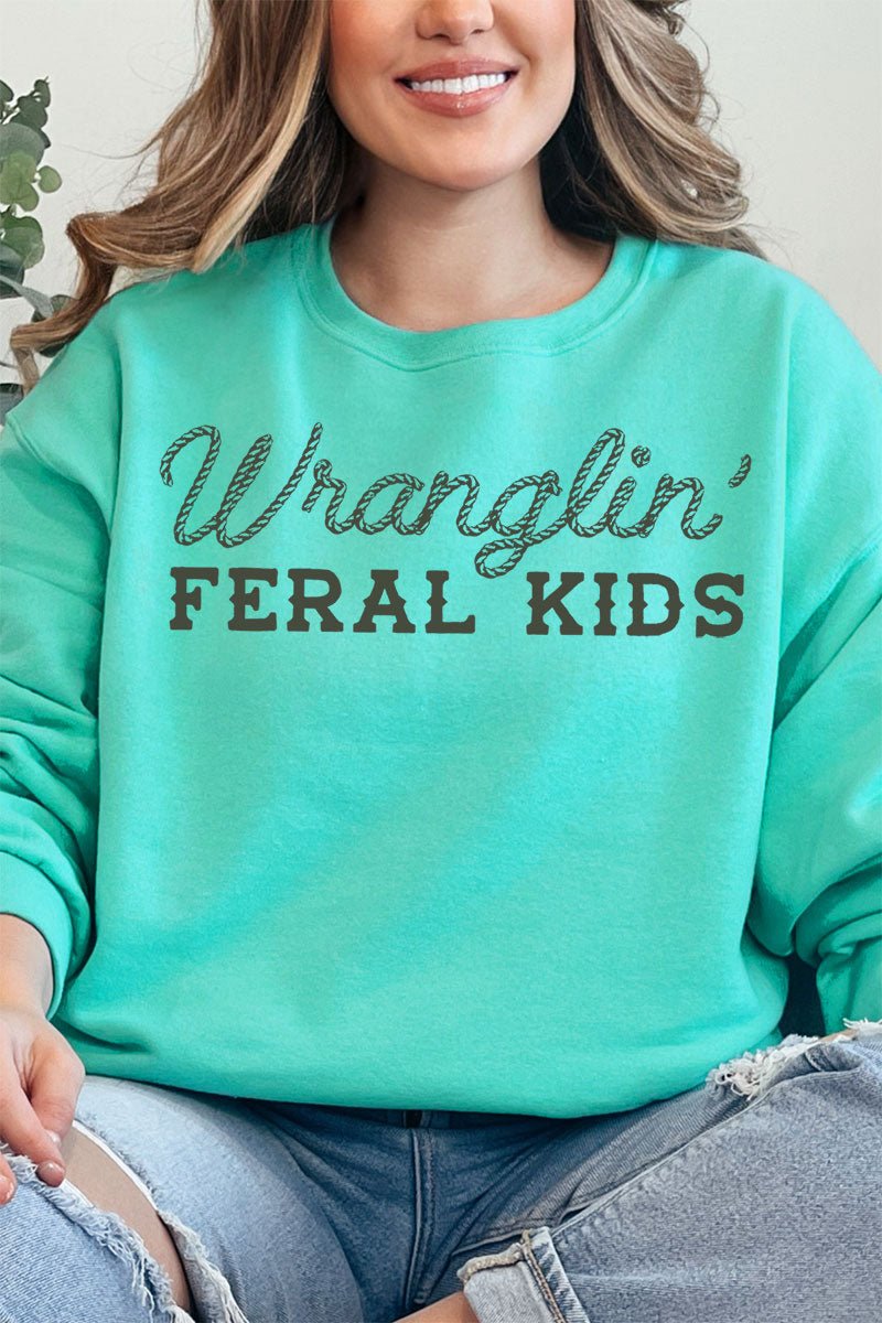 Wranglin' Feral Kids Unisex NuBlend Crew Sweatshirt - Wholesale Accessory Market