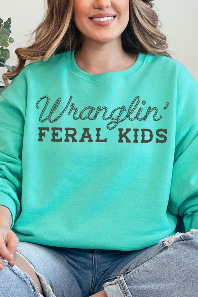 Wranglin' Feral Kids Unisex NuBlend Crew Sweatshirt - Wholesale Accessory Market
