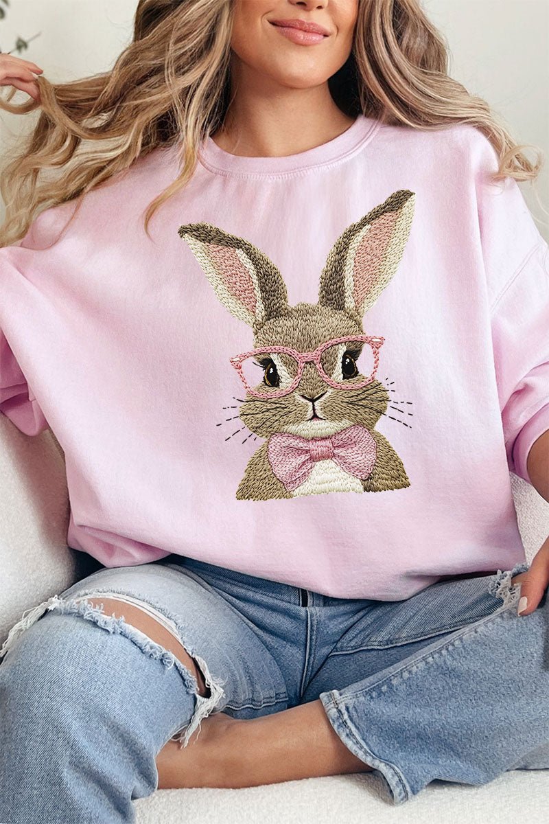 Faux Embroidery Easter Bunny Unisex NuBlend Crew Sweatshirt - Wholesale Accessory Market