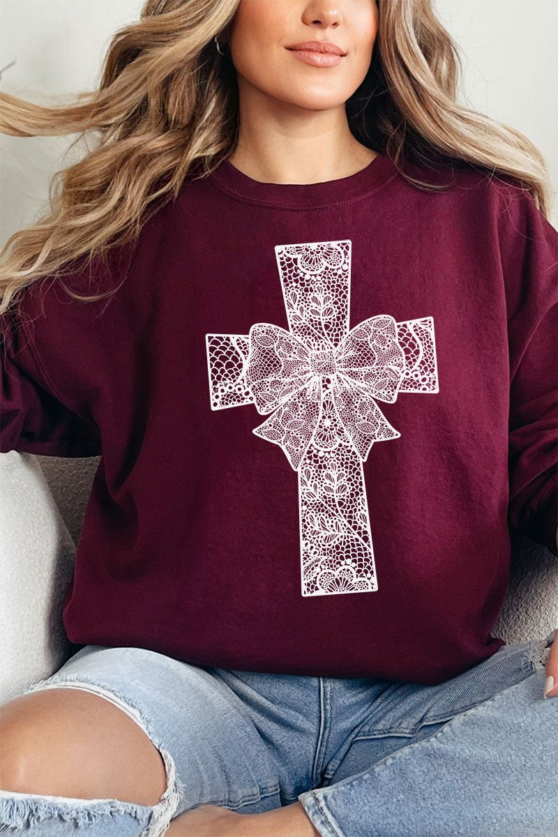 Faux Lace Cross Unisex NuBlend Crew Sweatshirt - Wholesale Accessory Market