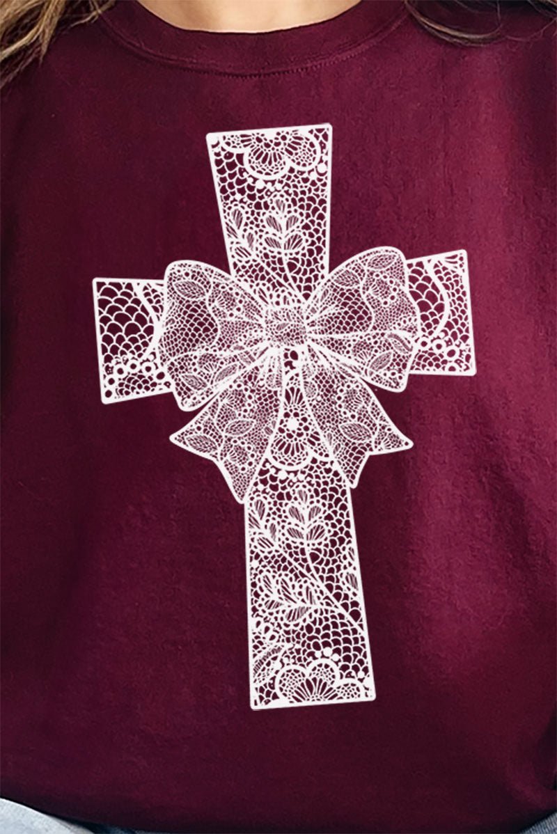 Faux Lace Cross Unisex NuBlend Crew Sweatshirt - Wholesale Accessory Market