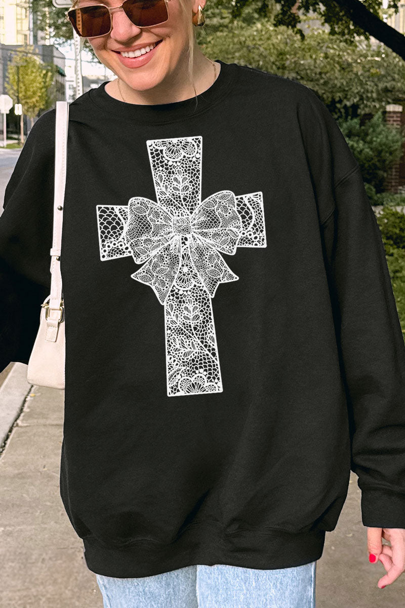 Faux Lace Cross Unisex NuBlend Crew Sweatshirt - Wholesale Accessory Market