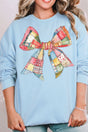 Faux Patchwork Quilt Stripe Bow Unisex NuBlend Crew Sweatshirt - Wholesale Accessory Market