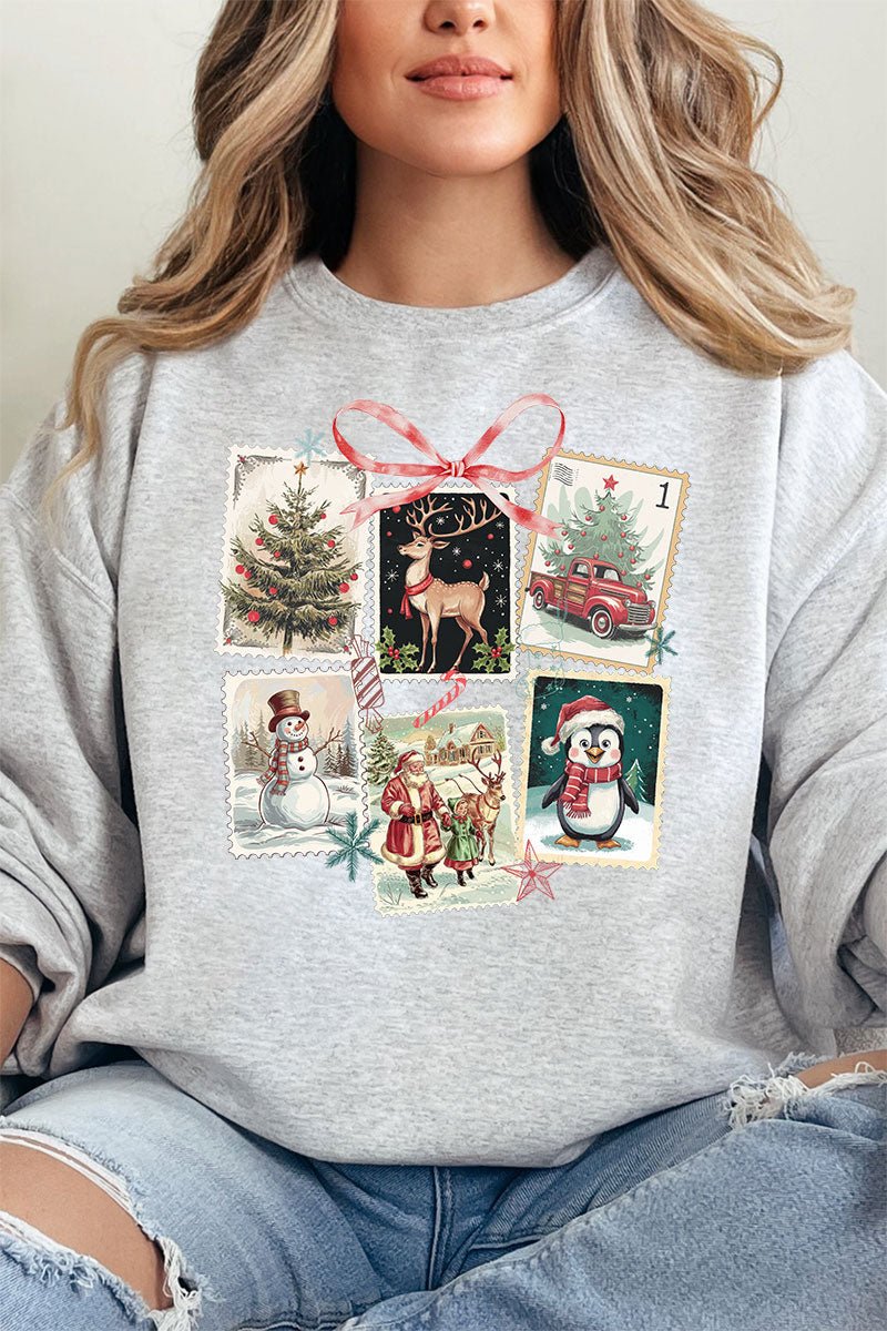 Christmas Vintage Stamps Unisex NuBlend Crew Sweatshirt - Wholesale Accessory Market