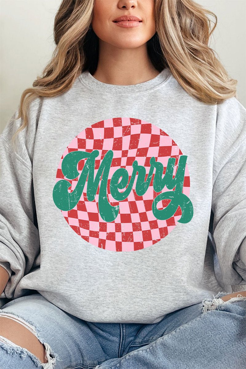 Merry Retro Check Unisex NuBlend Crew Sweatshirt - Wholesale Accessory Market