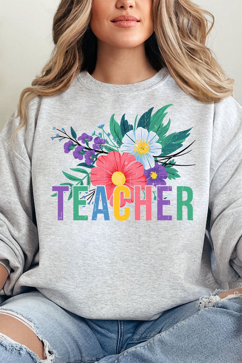 Vibrant Floral Teacher Unisex NuBlend Crew Sweatshirt - Wholesale Accessory Market