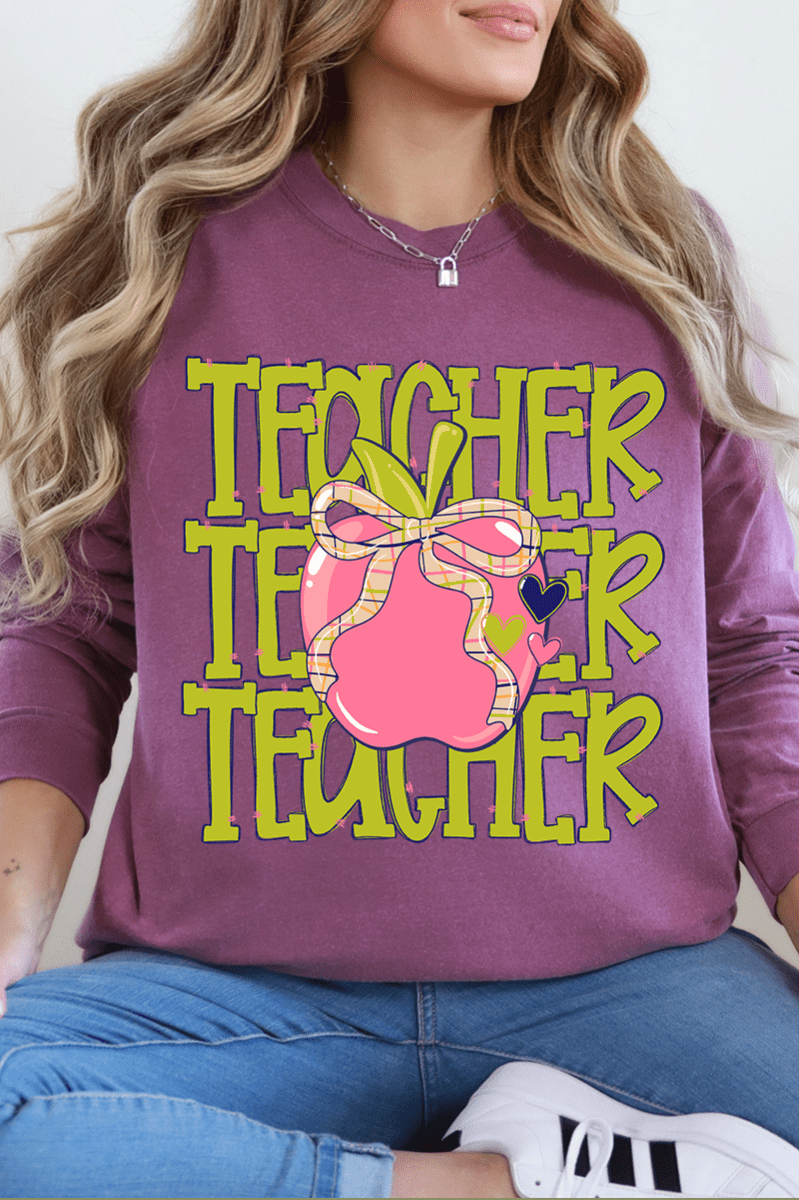 Apple For The Teacher Comfort Colors Heavyweight Long T-Shirt - Wholesale Accessory Market