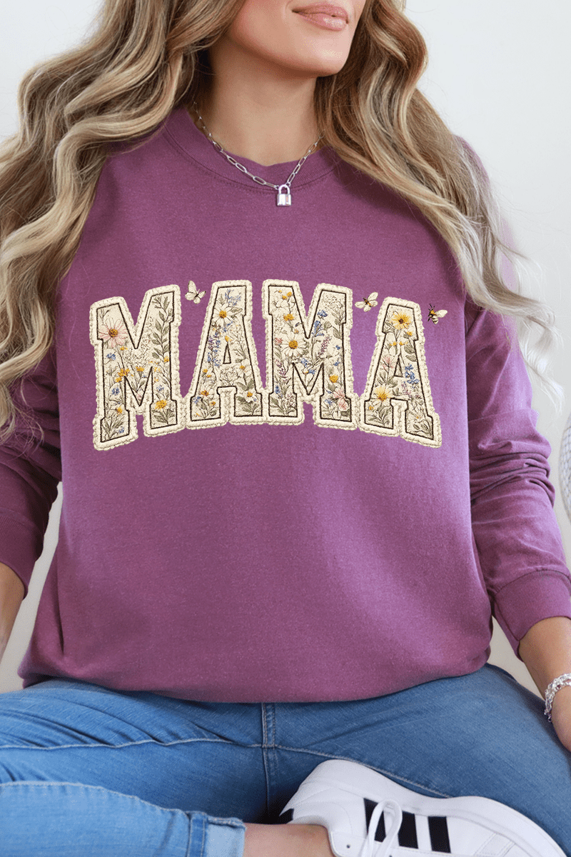 Buzzing Blooms Mama Comfort Colors Heavyweight Long T-Shirt - Wholesale Accessory Market