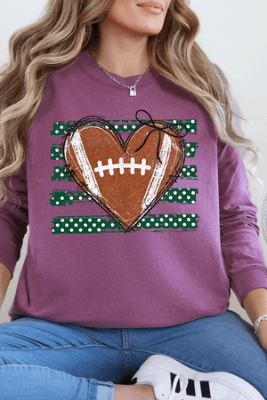 Green Football Sweetheart Comfort Colors Heavyweight Long T-Shirt - Wholesale Accessory Market
