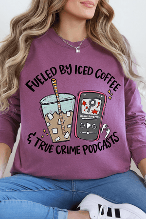 Iced Coffee & True Crime Comfort Colors Heavyweight Long T-Shirt - Wholesale Accessory Market