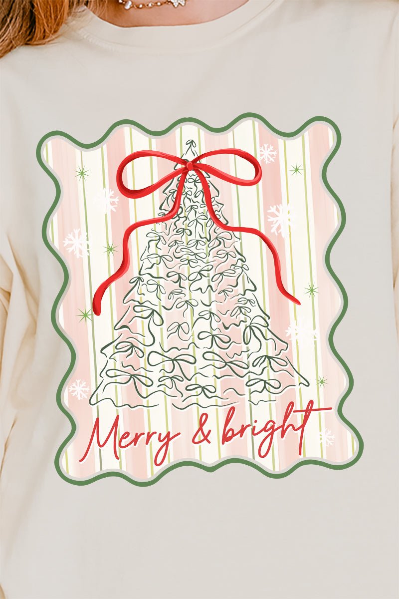 Merry & Bright Coquette Tree Comfort Colors Heavyweight Long T-Shirt - Wholesale Accessory Market