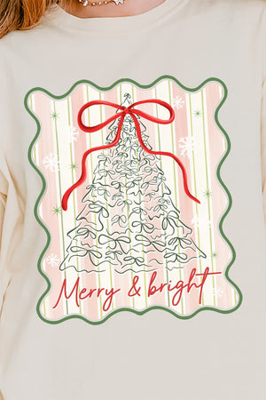 Merry & Bright Coquette Tree Comfort Colors Heavyweight Long T-Shirt - Wholesale Accessory Market