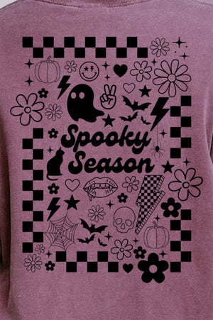 Retro Spooky Season Front & Back Design Comfort Colors Heavyweight Long T-Shirt - Wholesale Accessory Market