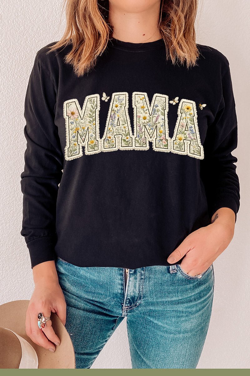 Buzzing Blooms Mama Comfort Colors Heavyweight Long T-Shirt - Wholesale Accessory Market