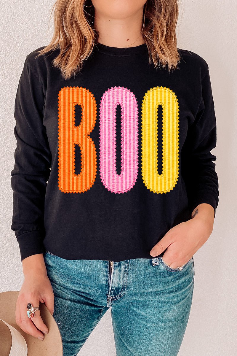 Candy Stripe Boo Comfort Colors Heavyweight Long T-Shirt - Wholesale Accessory Market