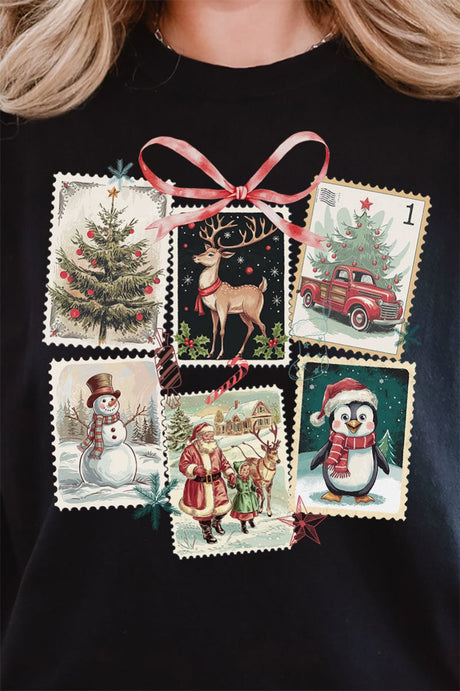 Christmas Vintage Stamps Heavyweight Long Sleeve T-Shirt - Wholesale Accessory Market