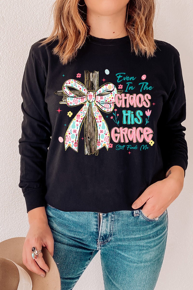 In The Chaos Coquette Cross Comfort Colors Heavyweight Long T-Shirt - Wholesale Accessory Market