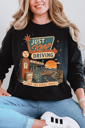 Just Keep Driving Comfort Colors Heavyweight Long T-Shirt - Wholesale Accessory Market