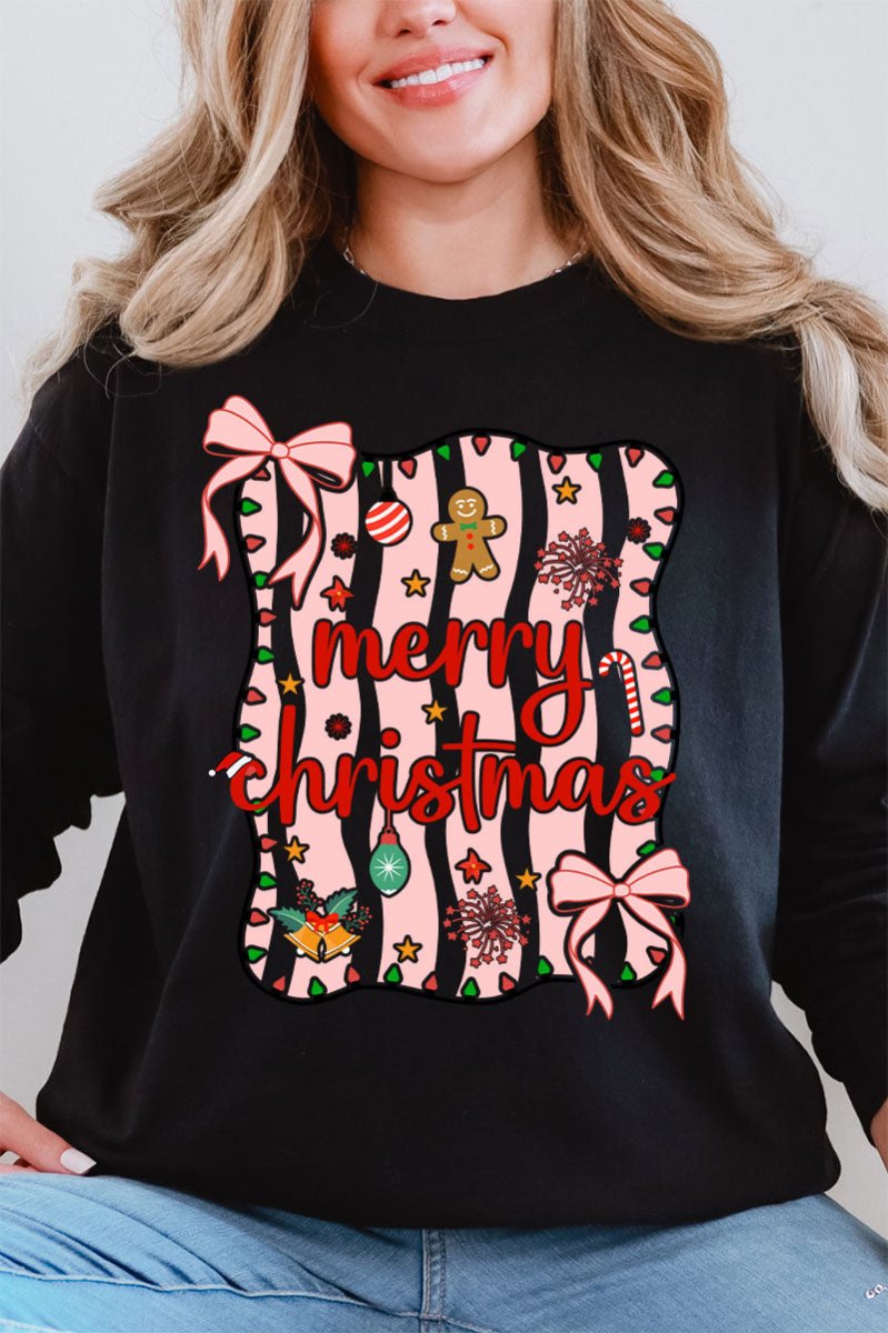 Merry Christmas Doodle Coquette Comfort Colors Heavyweight Long T-Shirt - Wholesale Accessory Market