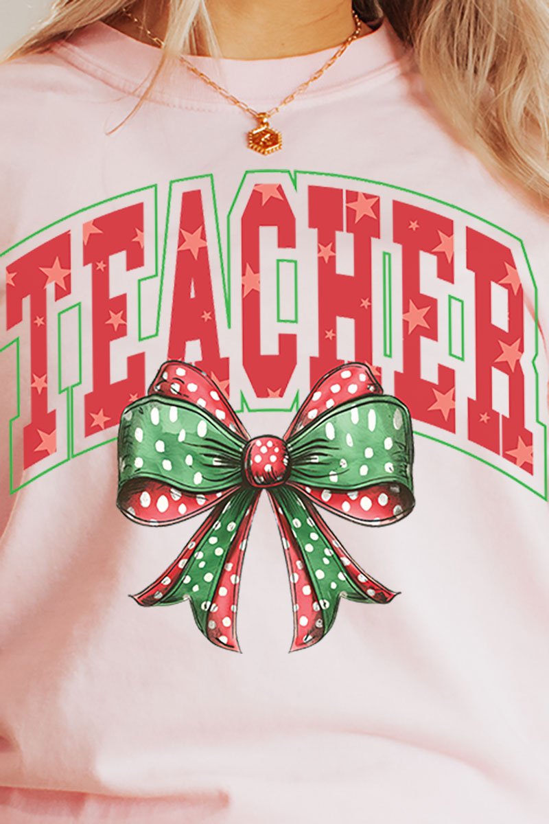 Arched Red And Green Teacher Comfort Colors Heavyweight Long Sleeve T-Shirt - Wholesale Accessory Market