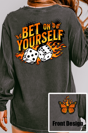 Bet On Yourself Front & Back Design Comfort Colors Heavyweight Long T-Shirt - Wholesale Accessory Market