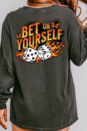 Bet On Yourself Front & Back Design Comfort Colors Heavyweight Long T-Shirt - Wholesale Accessory Market