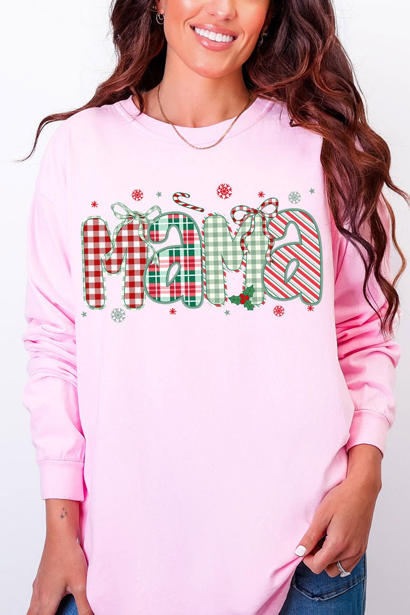 Candy Cane Lane Mama Comfort Colors Heavyweight Long Sleeve T-Shirt - Wholesale Accessory Market
