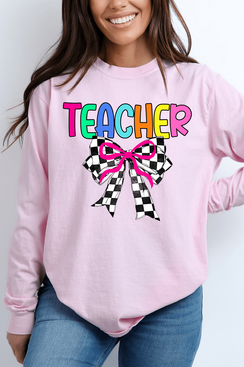 Colorful Teacher Ribbon Comfort Colors Heavyweight Long Sleeve T-Shirt - Wholesale Accessory Market
