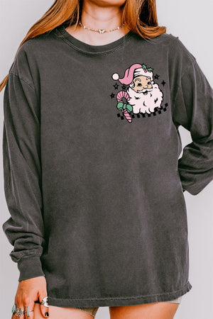 Groovy Merry Christmas Front & Back Design Comfort Colors Heavyweight Long T-Shirt - Wholesale Accessory Market