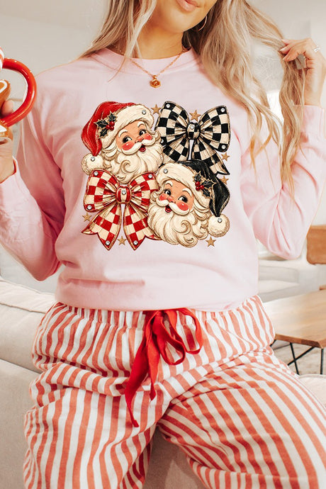 Merry Check Santa Comfort Colors Heavyweight Long T-Shirt - Wholesale Accessory Market