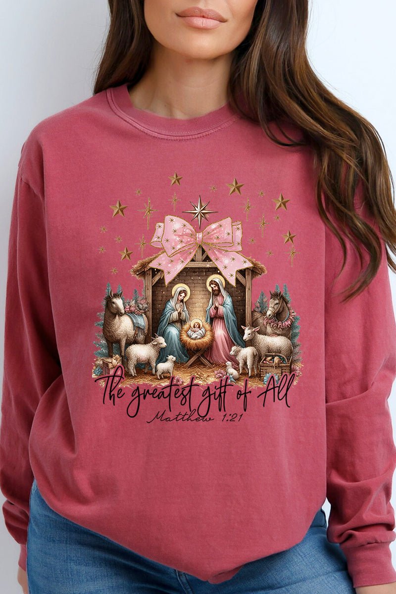 The Greatest Gift Of All Coquette Comfort Colors Heavyweight Long Sleeve T-Shirt - Wholesale Accessory Market