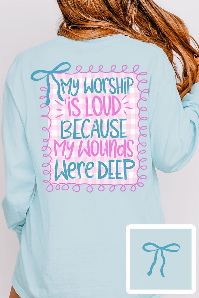 Worship Loud Front & Back Design Comfort Colors Heavyweight Long T-Shirt - Wholesale Accessory Market