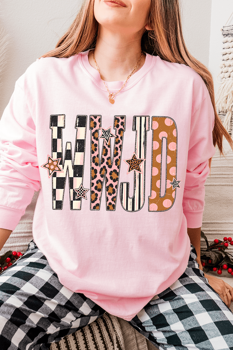 WWJD Pattern Pop Comfort Colors Heavyweight Long T-Shirt - Wholesale Accessory Market