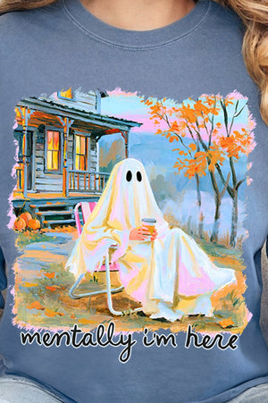 Ghost Mentally I'm Here Comfort Colors Heavyweight Long T-Shirt - Wholesale Accessory Market