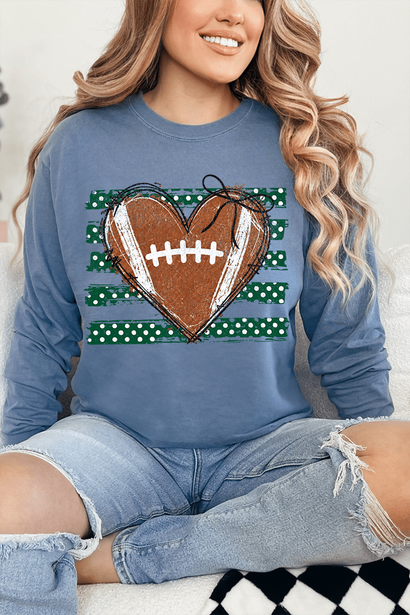Green Football Sweetheart Comfort Colors Heavyweight Long T-Shirt - Wholesale Accessory Market