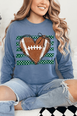 Green Football Sweetheart Comfort Colors Heavyweight Long T-Shirt - Wholesale Accessory Market